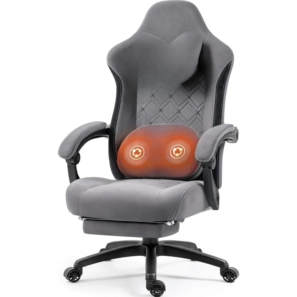 

Gaming Chair with Heated Massage Lumbar Support, Breathable Fabric Big and Tall Gaming Chairs with, Gamer Chair