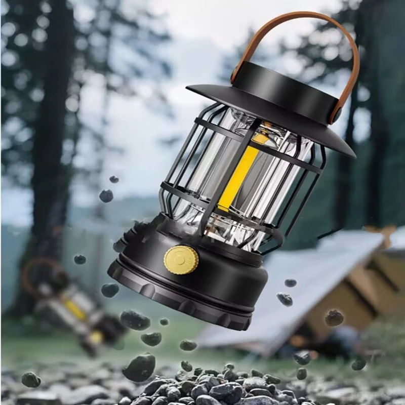 الصيد فانوس طوارئ 1200mAh المحمولة فوانيس التخييم الرجعية خيمة معلقة مصباح مقاوم للماء عكس الضوء التخييم ضوء للمشي لمسافات طويلة