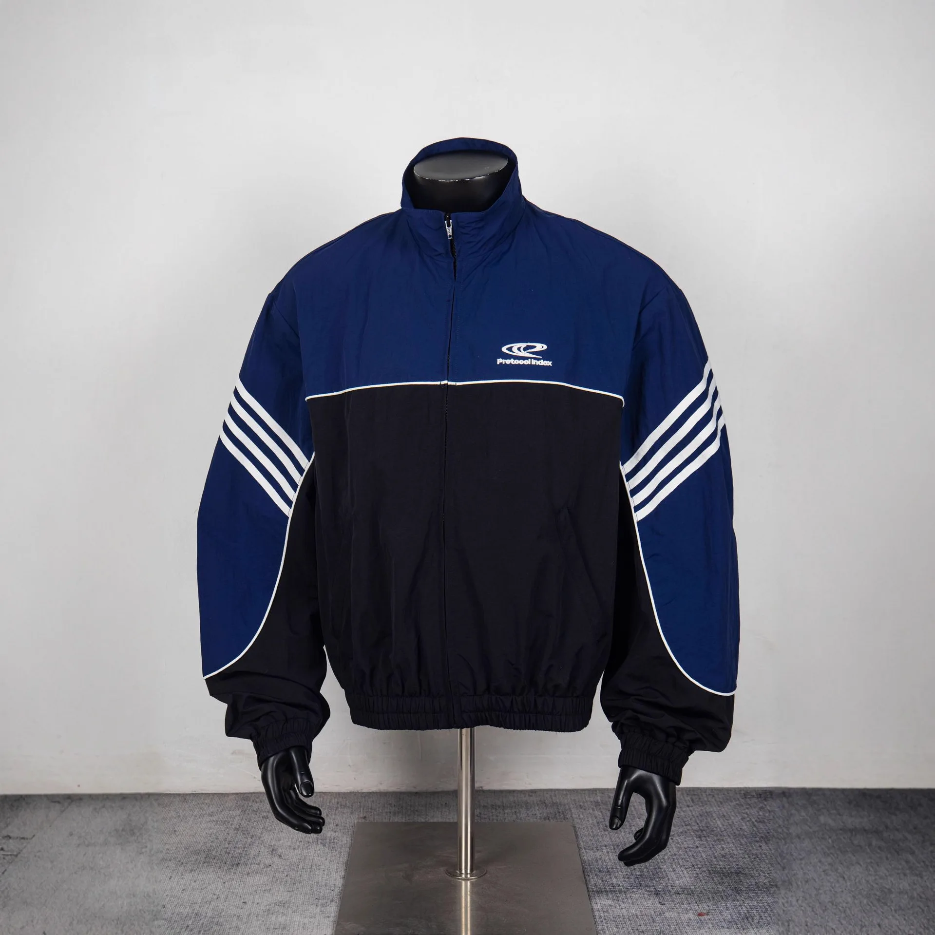 Protocol index  stripe  reflective  color-matching  sportswear  zipper  jacket  coat