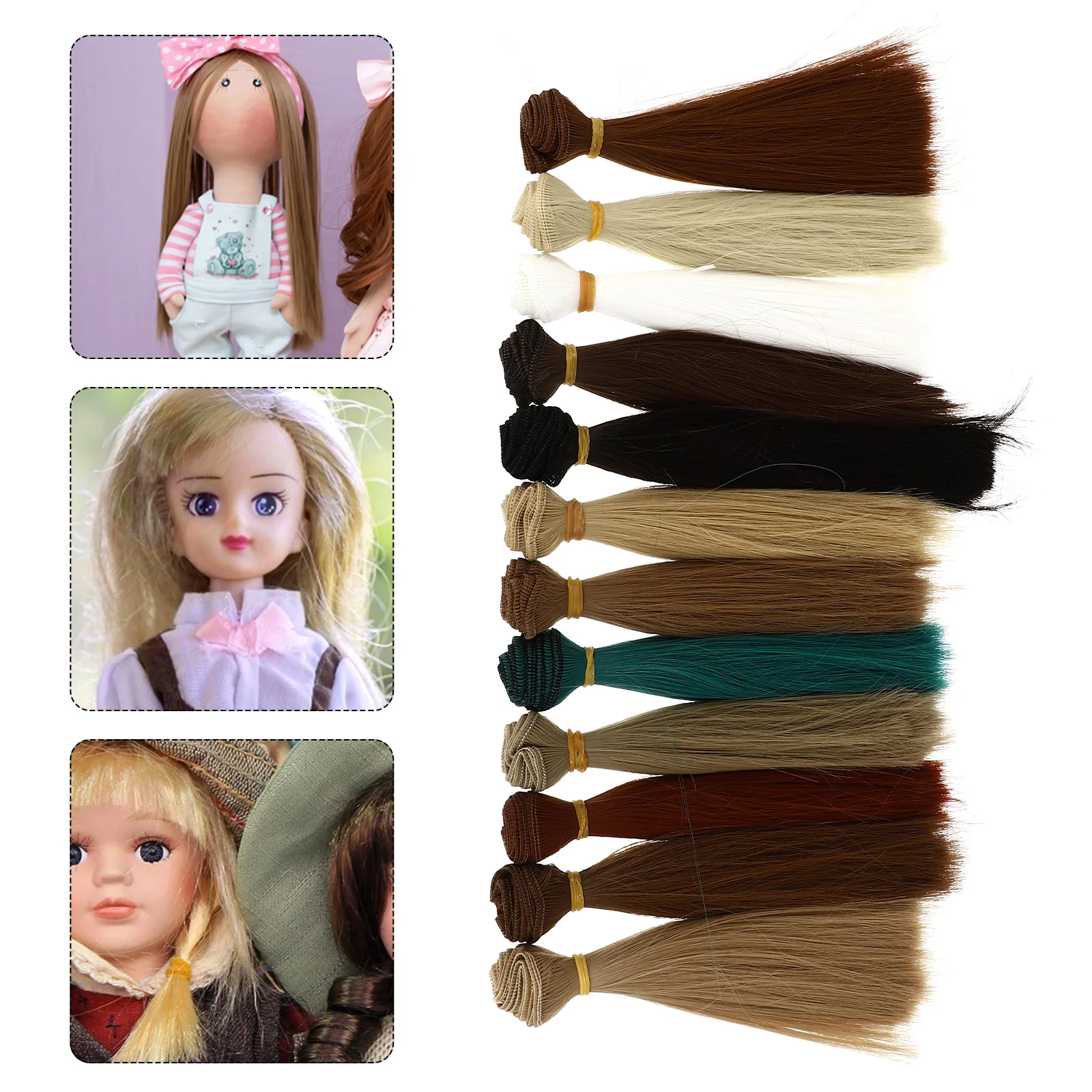 

12 Pcs Hair Wefts for Craft Baby Dolls Girls High Temperature Wire Child