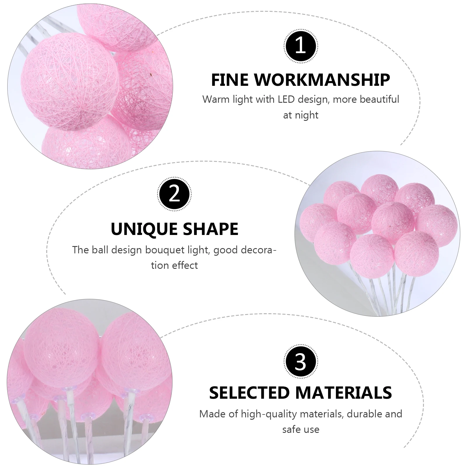 

1pc Ball Design Led Branch Light For Bouquet Packing Decor Gift Safe Flower Arrangement Lamp, Warm Light Decor For Home