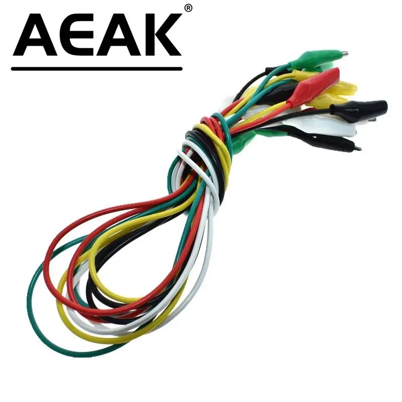 AEAK 10PCS Alligator Clips 50CM Electrical DIY Test Leads Alligator Double-ended Crocodile Clips Roach Clip Test Jumper Wire