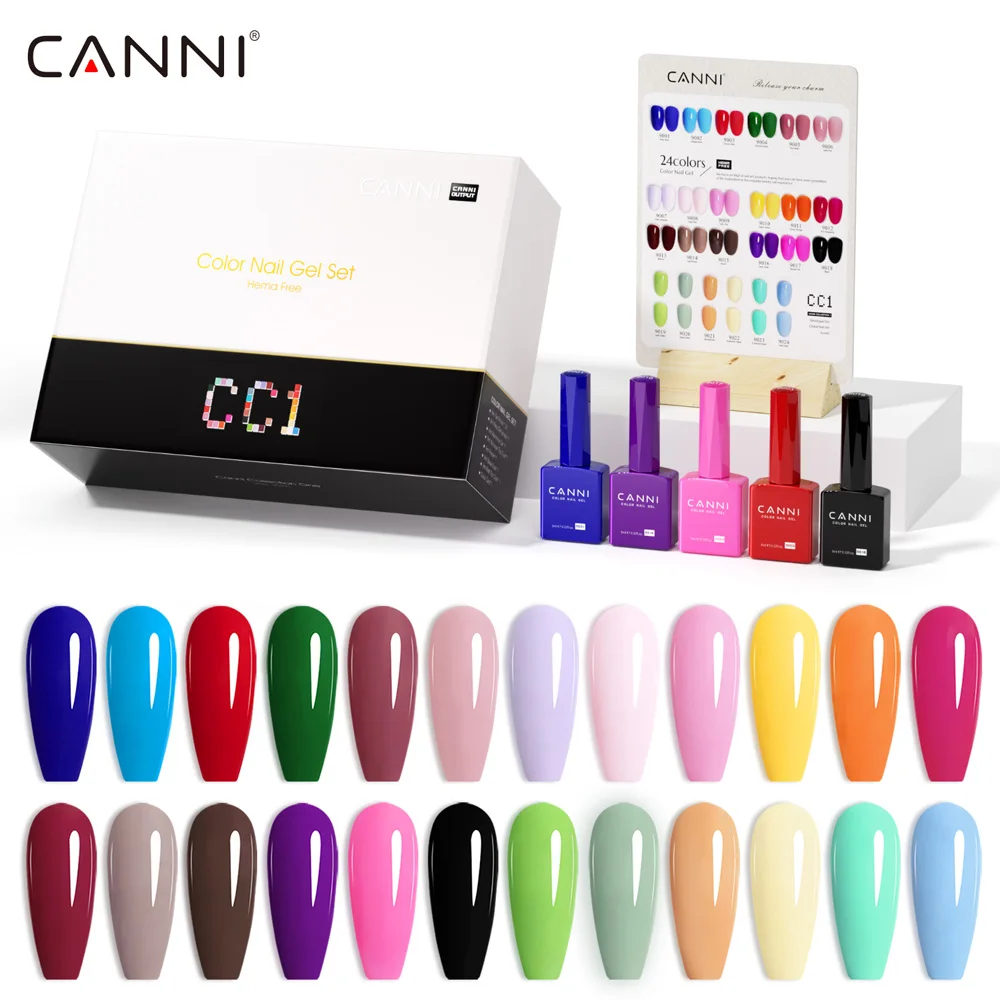 CANNI 9ml Gel Polish Set 30pcs Soak Off UV LED Nail Varnish Kit, Long Lasting Base Top Coat Manicure Gel for Nail Art Salon DIY