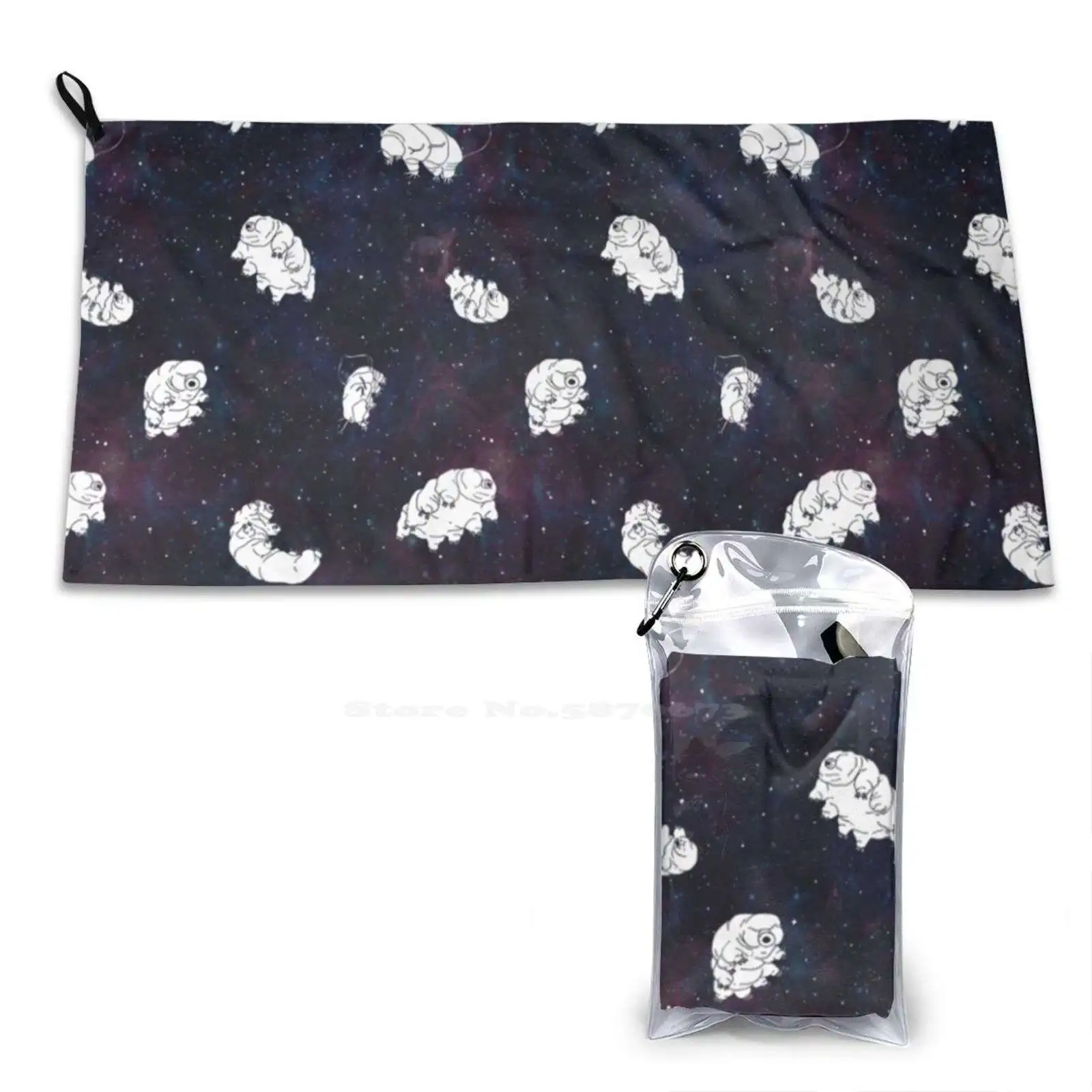 Tardigrades In Space Pattern Soft Towel Quick Dry Beach Towel Tardigrades In Space Pattern Sciart Science Art Microbiology