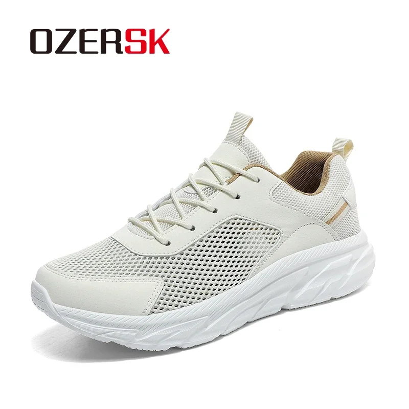 

OZERSK Summer Sneakers Men Shoes Breathable Mesh Lightweight Walking Casual Shoes Lace-Up Driving Men's Loafers Zapatos Casuales