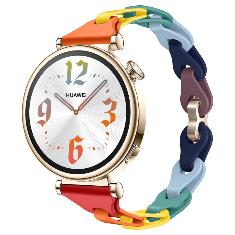 สายซิลิโคน18มม. สำหรับ Huawei GT4 41มม. นาฬิกาแฟชั่นกำไลข้อมือกลวงออกสร้างสรรค์สายนาฬิกา DIY ใหม่