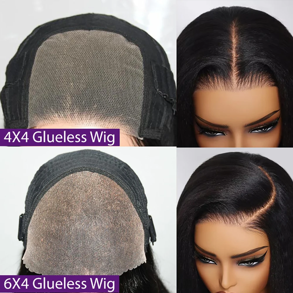 6X4 Glueless Wig Human Hair 4X4 Ready to Wear Wigs Straight Lace Closure Wig Pre Cut Pre Plucked For Women 3-5 Days Delivery