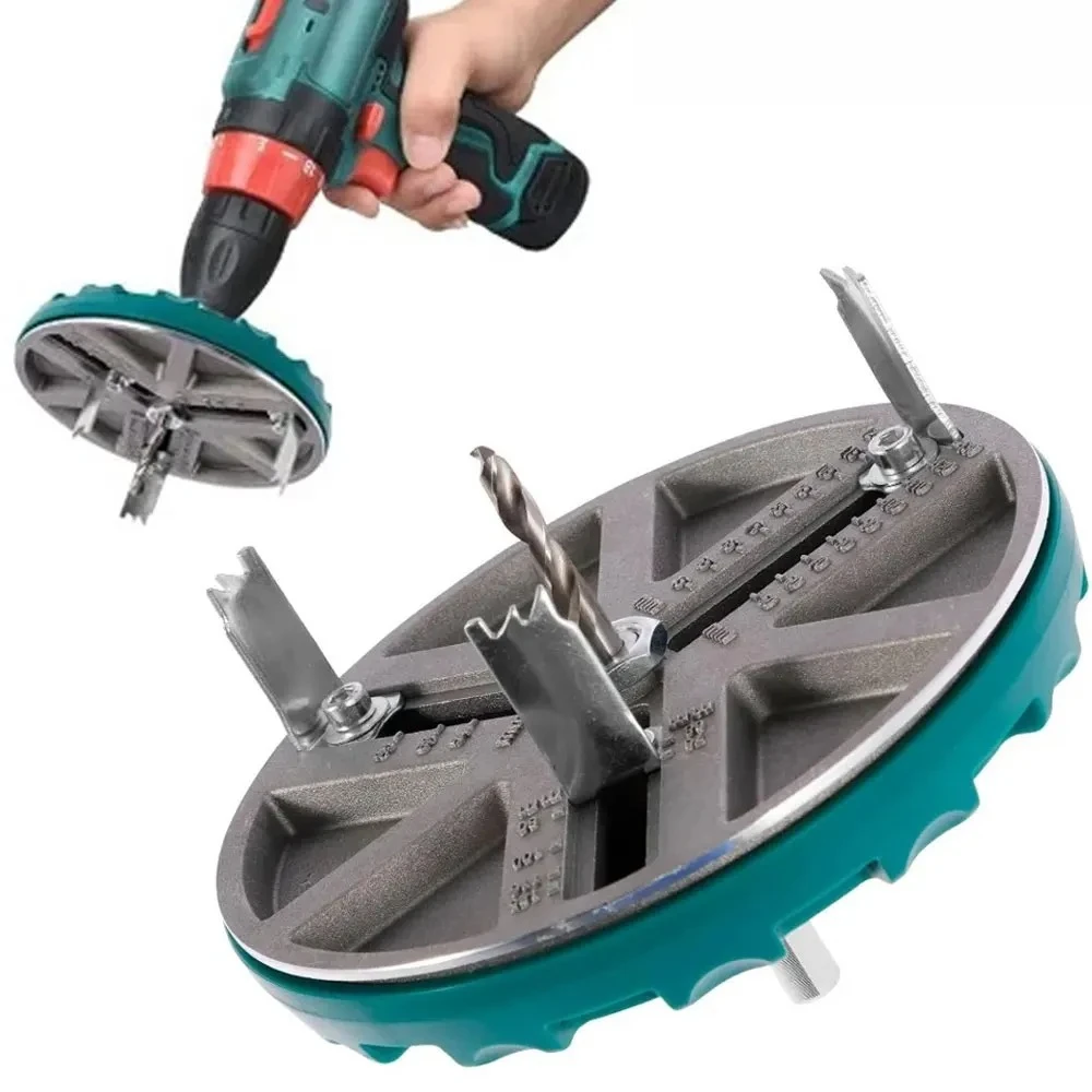 Adjustable Hole Opener, Universal Woodworking Drill Bit with Carbide Tips, Cutting Diameter Adjustable for Wood Plasterboard Plastic Aluminium Board, Circular Hole Saw Punching Tool for Plumbing Electrical Wiring Installation Daily Workshop Construction