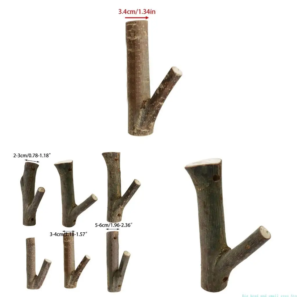 581C Vintage Tree Branch Wall Hook Rustic Decorative Wooden Adhesive Hooks for Key Holder Bag Hat Coat Rack Home Decoration