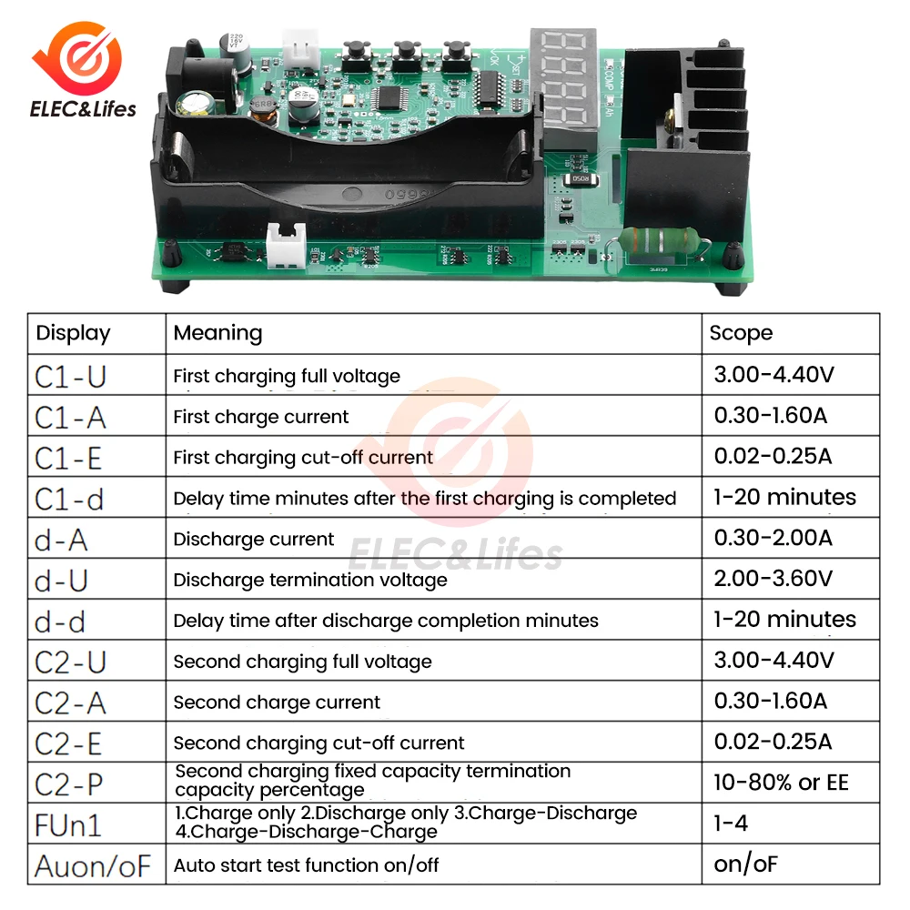 DC 12V 1A 18650 Lithium Battery Electronic Load Tester Automatic Charging And Discharging Capacity Monitor Discharge Test