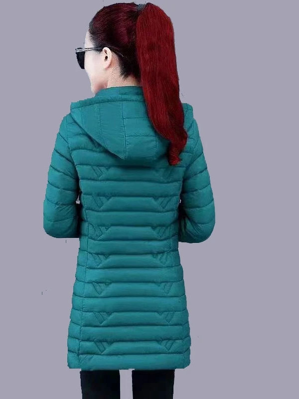 

Off-Season Women's Mid-Length Slim-Fit down Cotton Jaet Faionable Materni Coat Thiened Korean Sle Commute Wear