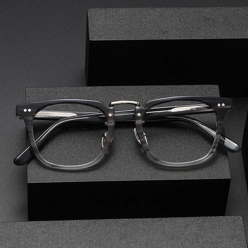 Acetate  Alloy Glasses Frame Men 2023 Square Optical Prescription Eyeglasses Myopia Frames Korean Women Luxury Retro Frames