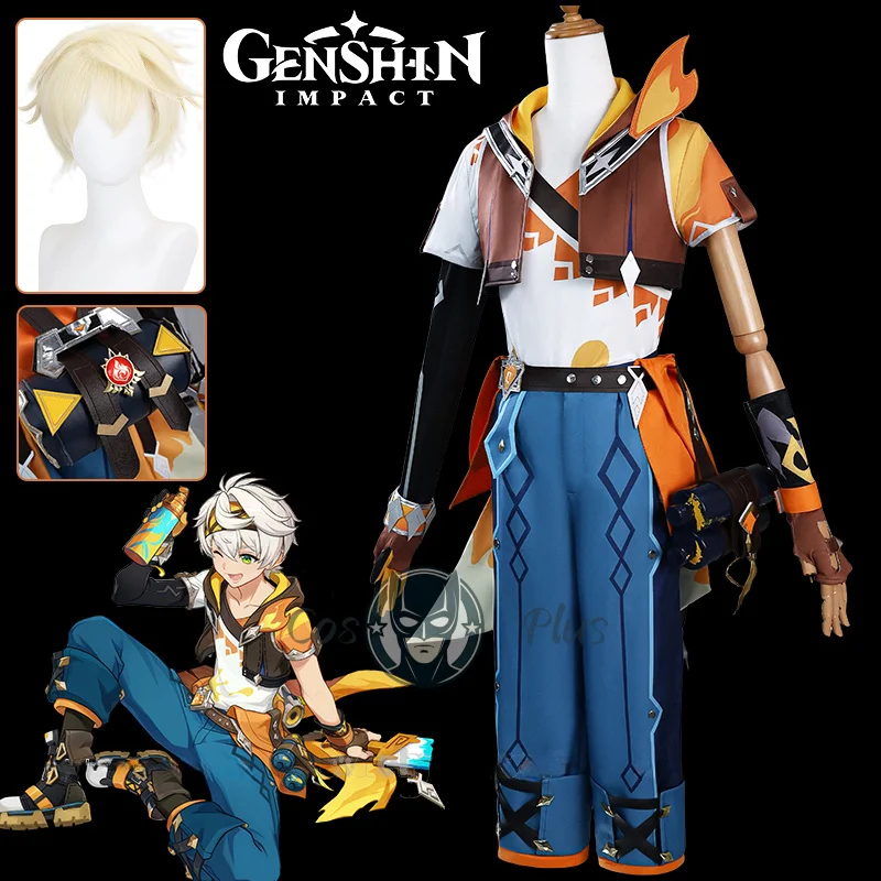 

Genshin Impact Bennett Косплей Костюм Парик Экипировка Униформа Шляпа Пояс Сумка Реквизит Полный комплект для мужчин Женщин Mondstadt Хэллоуин Фестиваль
