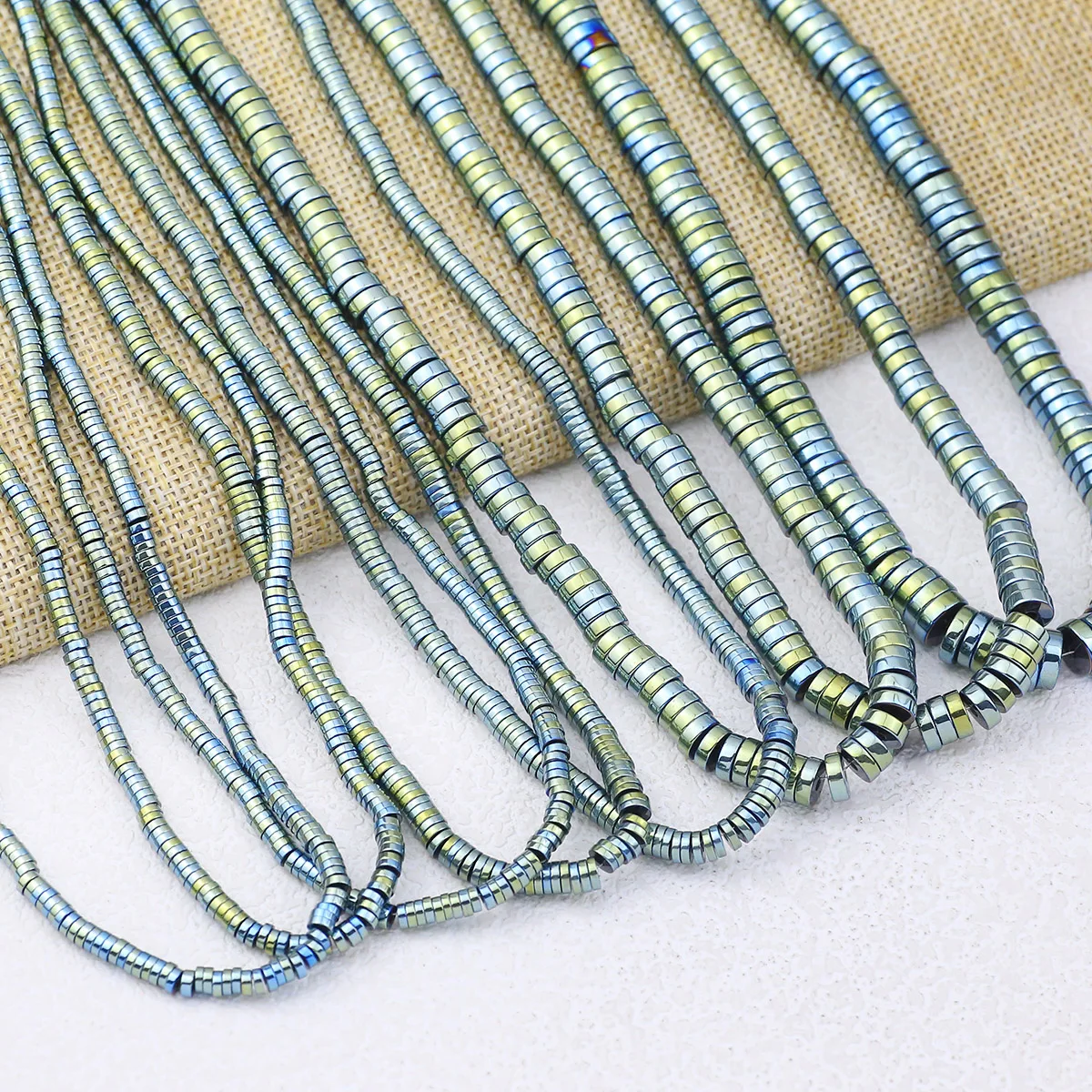 Rodas planas verde pedra natural chapeamento hematita espaçadores de moedas contas soltas para fazer jóias diy pulseiras acessórios 3/4/6/8mm