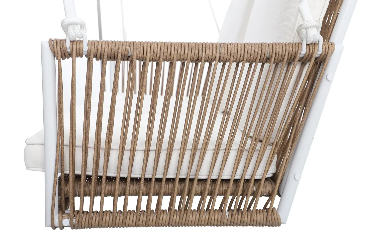5ft Wicker Porch Swing with Cushions & Hanging Ropes, Modern Outdoor Patio Hanging Seat, Customized