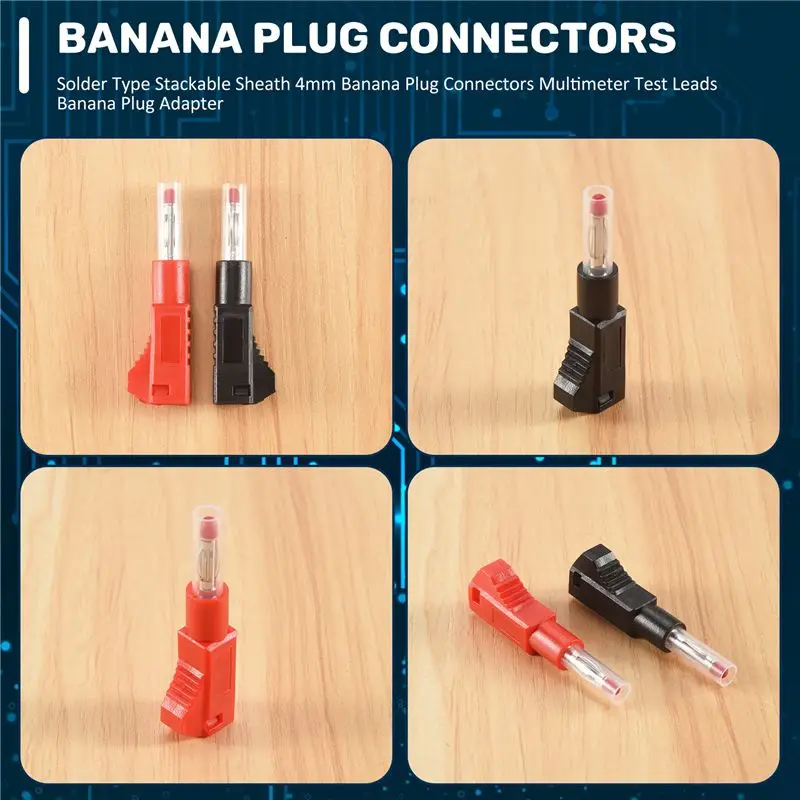 A60Z10 Sets Retractable Sheath 4Mm Banana Plug Connectors Stackable Wire Solder Multimeter Test Leads Ends Plugs Adaptermay