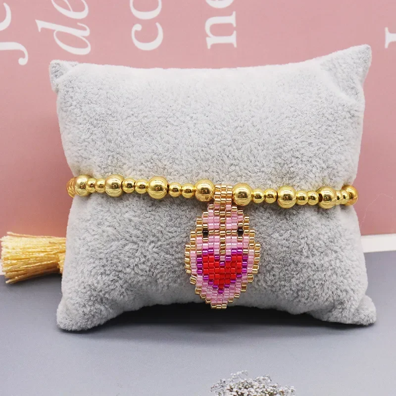 Beaded bracelet Originality Pendant Heart-shaped Design Hand knitting Bohemia Adjustable Female Tide Simple Rice bead bracelet