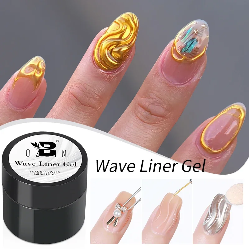 BOZLIN Wave Liner Gel Nail Polish Semi Permanent UV Gel For DIY Painting Drawing Manicure Varnish  5ml Nail Art Liner Gel image 3
