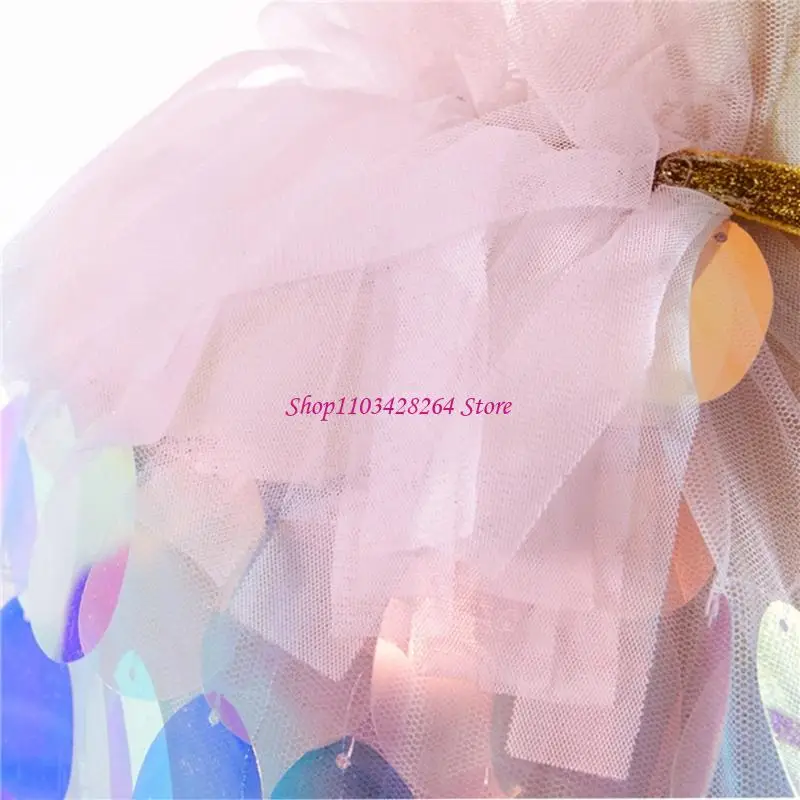 Double Layer Princess LED Light Up Comfortable for Girls Multiple Occasion Like Birthday Halloween Dress Up Event