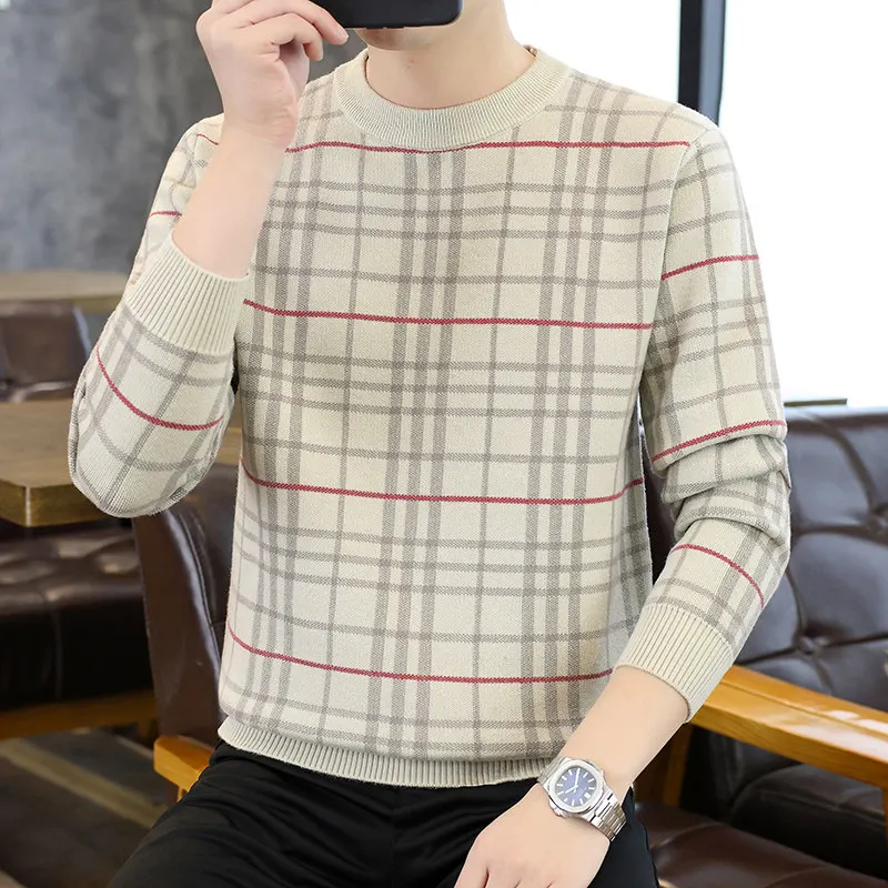 

Men's High-End Luxury Knitted Sweater round Ne Embedded Flower Slim Fit Warm Base irt Trendy Youth id Pattern Faion