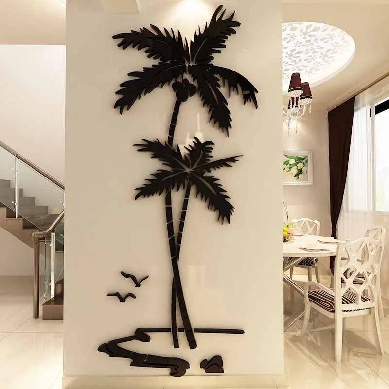 Creative Cartoon Coconut Tree Acrylic Wall stickers For kids room Dining room Livingroom DIY Wall decoration Home decor Decal