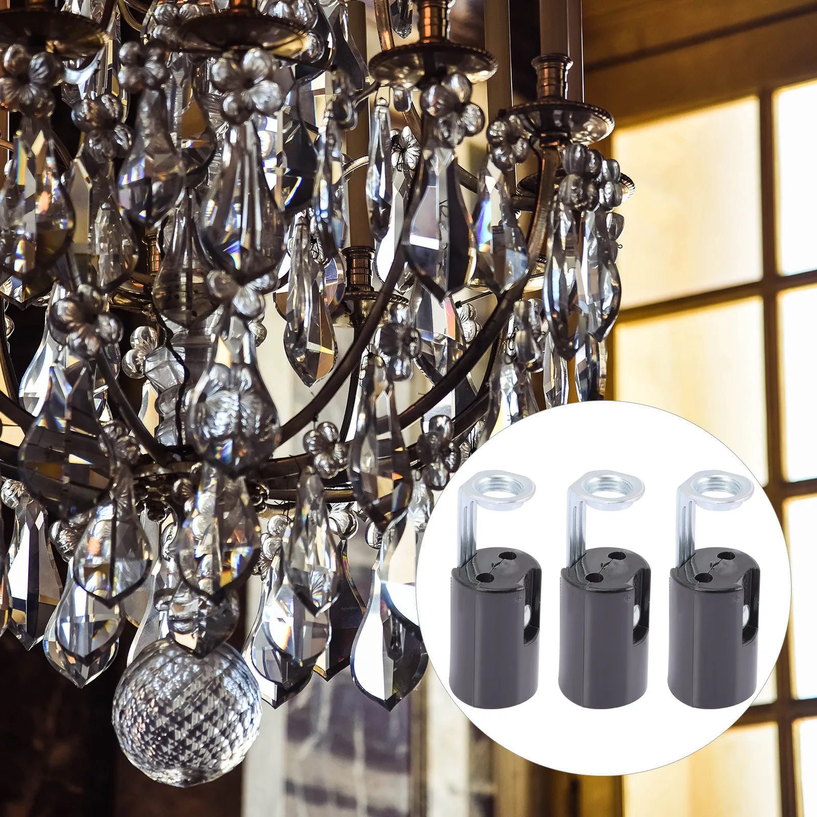 

9Pcs Lamp Base Sockets Iron Plastic Candelabra Light Holders Pendant Wall Chandeliers Replacement Light Bases