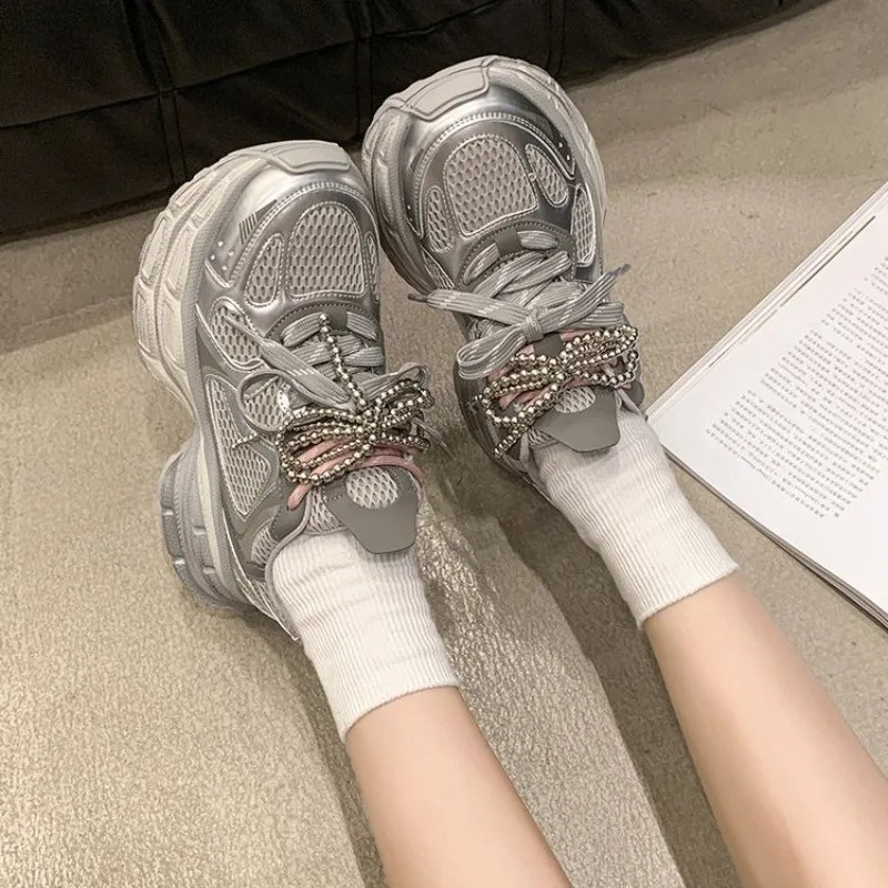 Shoes For Women 2026 New Front Lace-up Women's Vulcanize Shoes Fashion Round Toe Mesh Outdoor Best Seller Breathable Sneakers_voghion.com