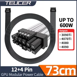 TEUCER 70cm PCI-e 5.0 16Pin (12+4) 12VHPWR GPU Power Cable for Geforce RTX 3090Ti 4070Ti 4080 4090 to ATX 3.0 Modular Power