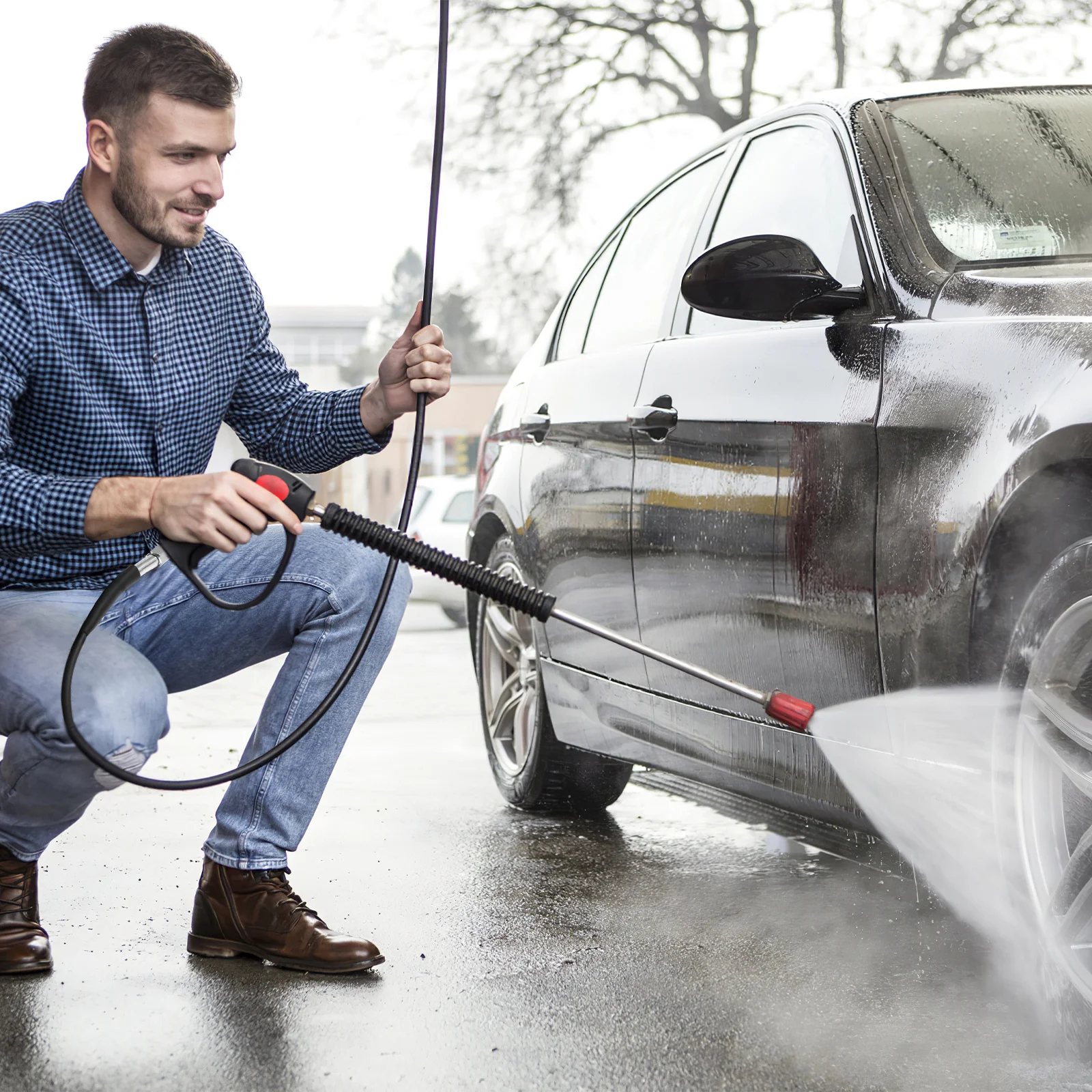 

8m Power Washer Hose High Pressure M22 Thread Cold Water Use Pressure Washer Extension Hose 160 Bar Black Extension Pipe