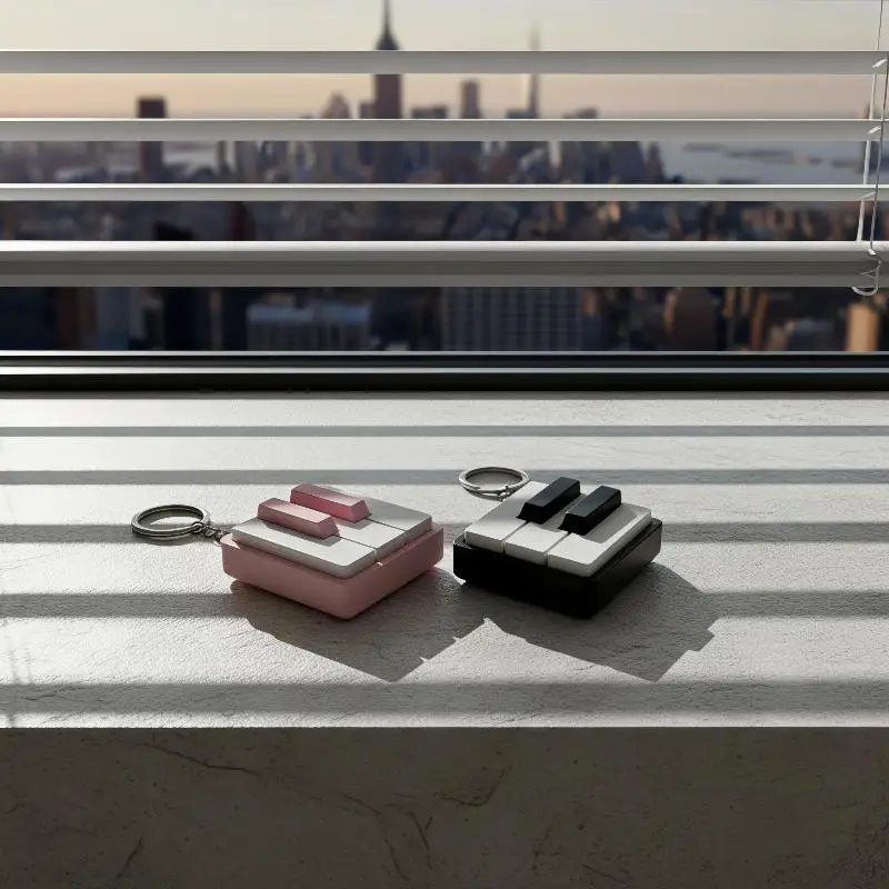 1 Stück Sensorischer Stressabbau-Schlüsselanhänger 3D-Gedrucktes Mini-Klavier-Keyboard Klicker Fidget-Spielzeug Büro-Schreibtisch-Deko Souvenir-Geschenk – Detail 1