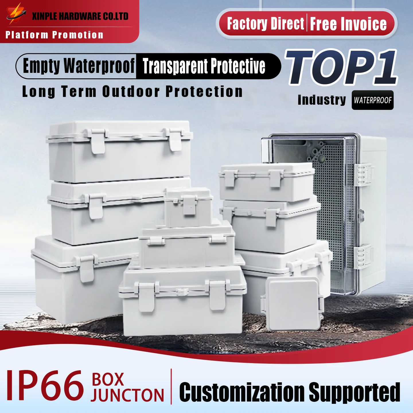 

IP66 ABS Outdoor Waterproof Electrical Box Power Junction Box Weatherproof Distribution Box for Electrical Cables