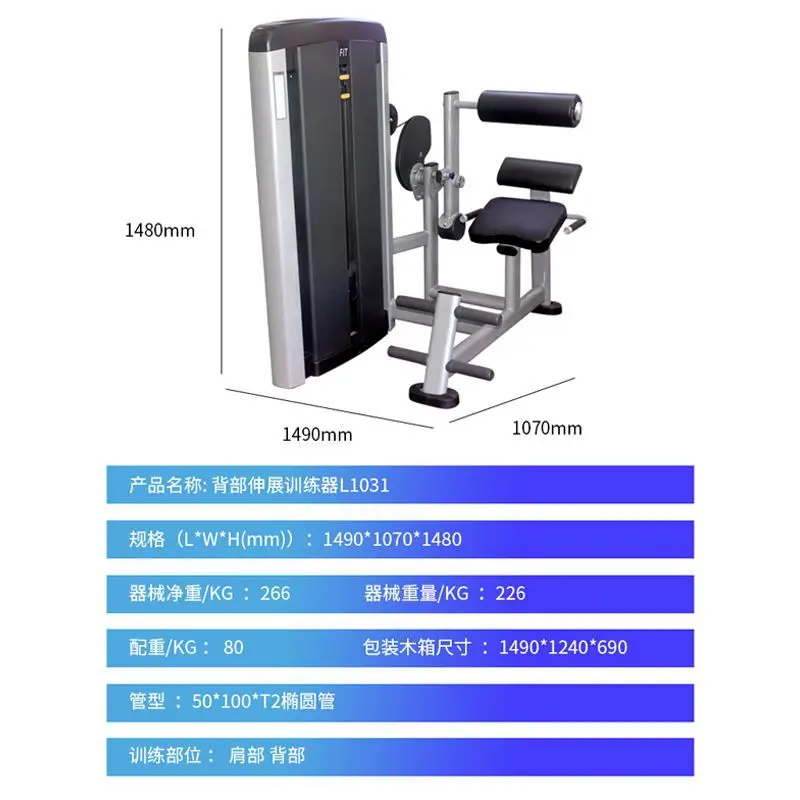 Back Stretch Muscle Trainer Customized Commercial Steel Fitness Equipment Durable Gym Studio Strength Trainer 80kg Weight Stack