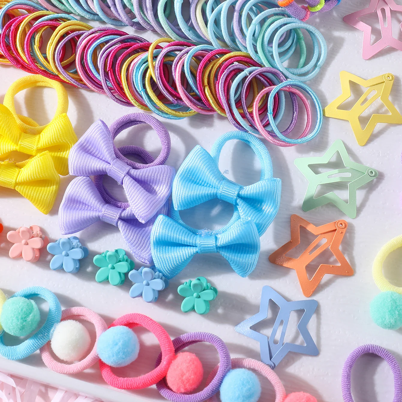 899Pcs Hair Accessories Set for Girls Elastic Rubber Bands Children Bow Hair Ties Headband Star Hair Clip Girls Hair Accessories