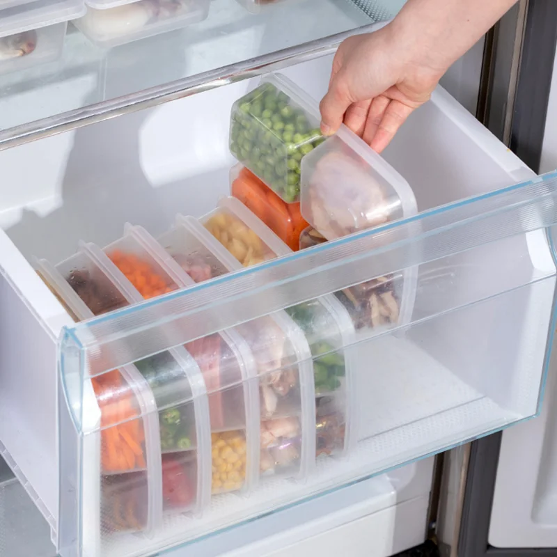 4Grids Fridge Storage Box Fridge Side Door Food Keep Fresh New Clear Container Kitchen Refrigerator Spices Organizer Accessories