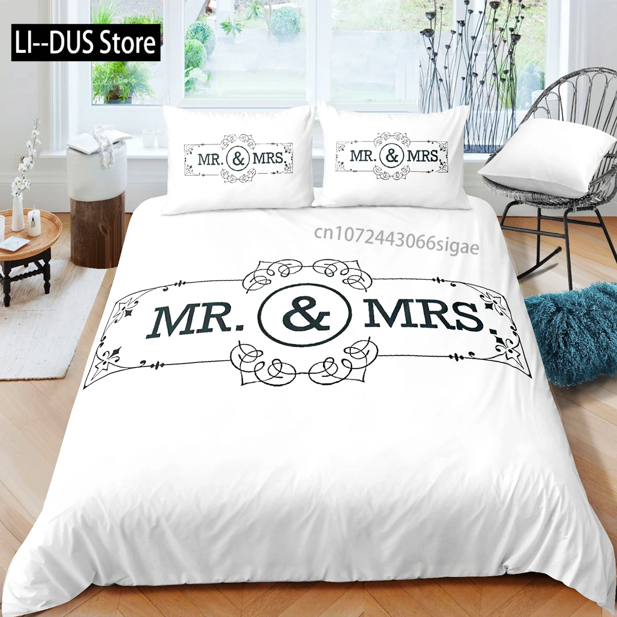 

Mr And Mrs Duvet Cover Set Queen Size Mustache Red Lips Couple Romantic Theme Comforter Cover For Lover Microfiber Bedding Set