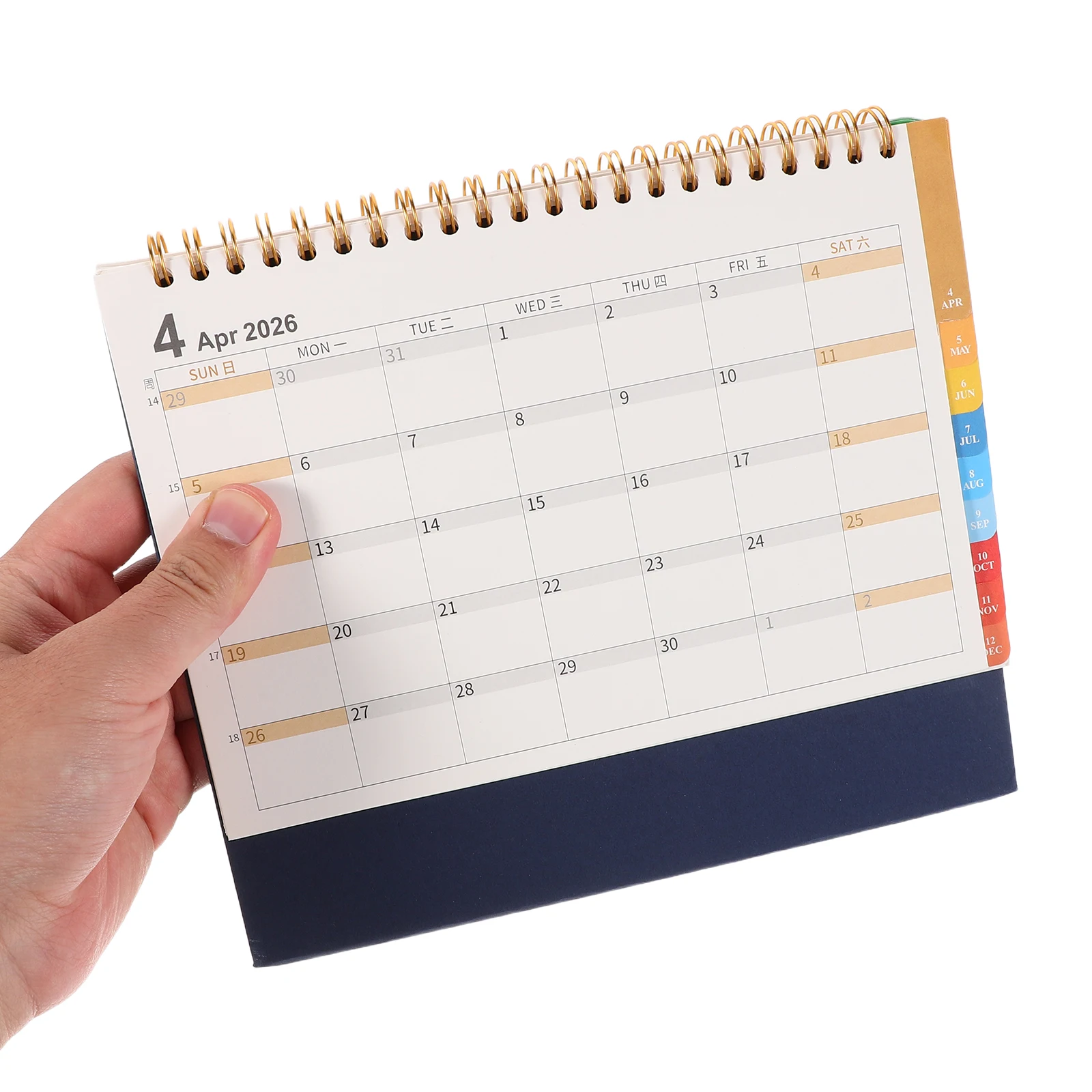 

Настольный календарь 2026, стоячий флип-минималистичный двупроводной переплет, красочные вкладки, еженедельный ежемесячный планировщик, ежедневный органайзер, настольная заметка
