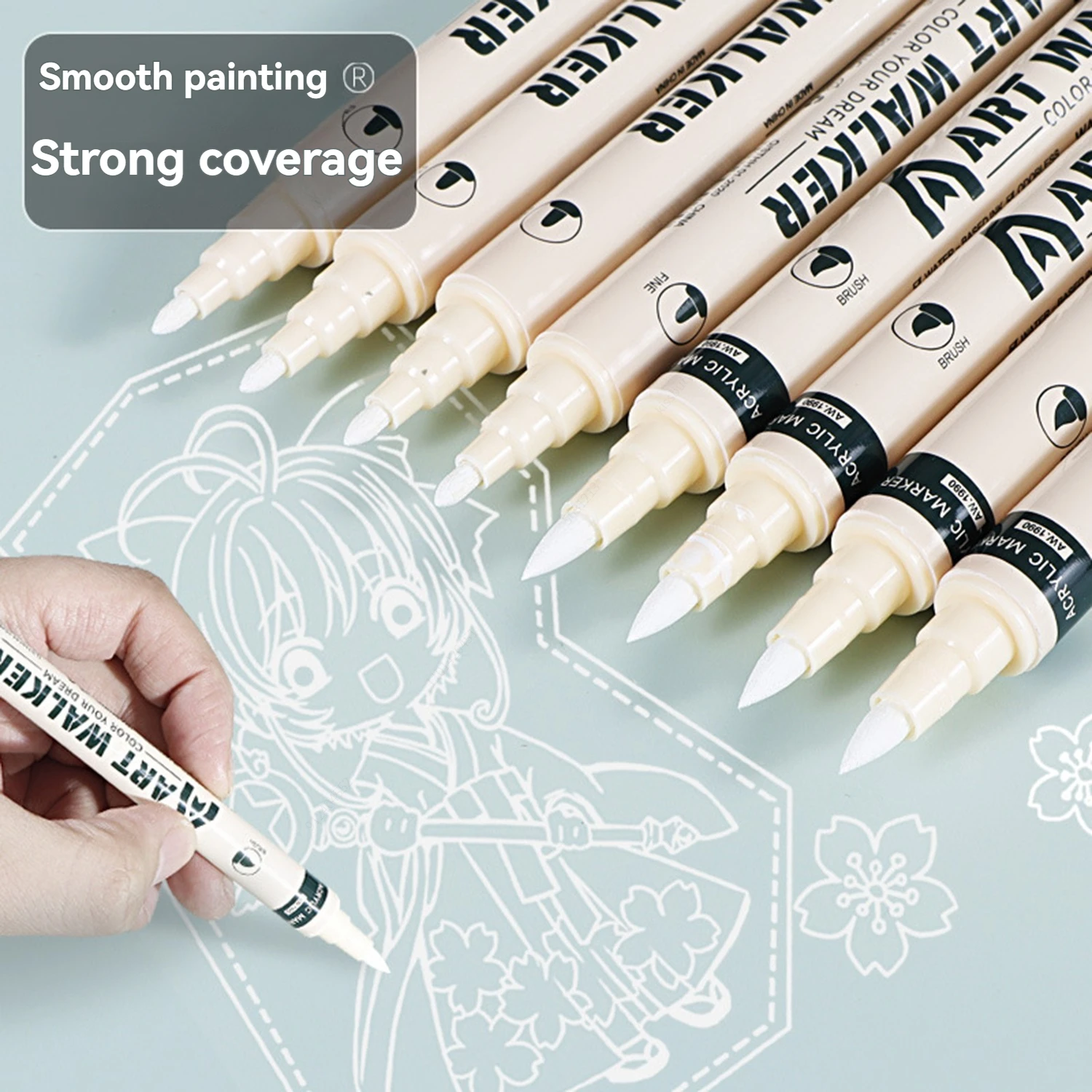 4Pcs Dual Tip Acrylic Paint Marker Pen Set, Black White Gold Silver Permanent Paint Pens for Rock Glass DIY Craft Art Supplies