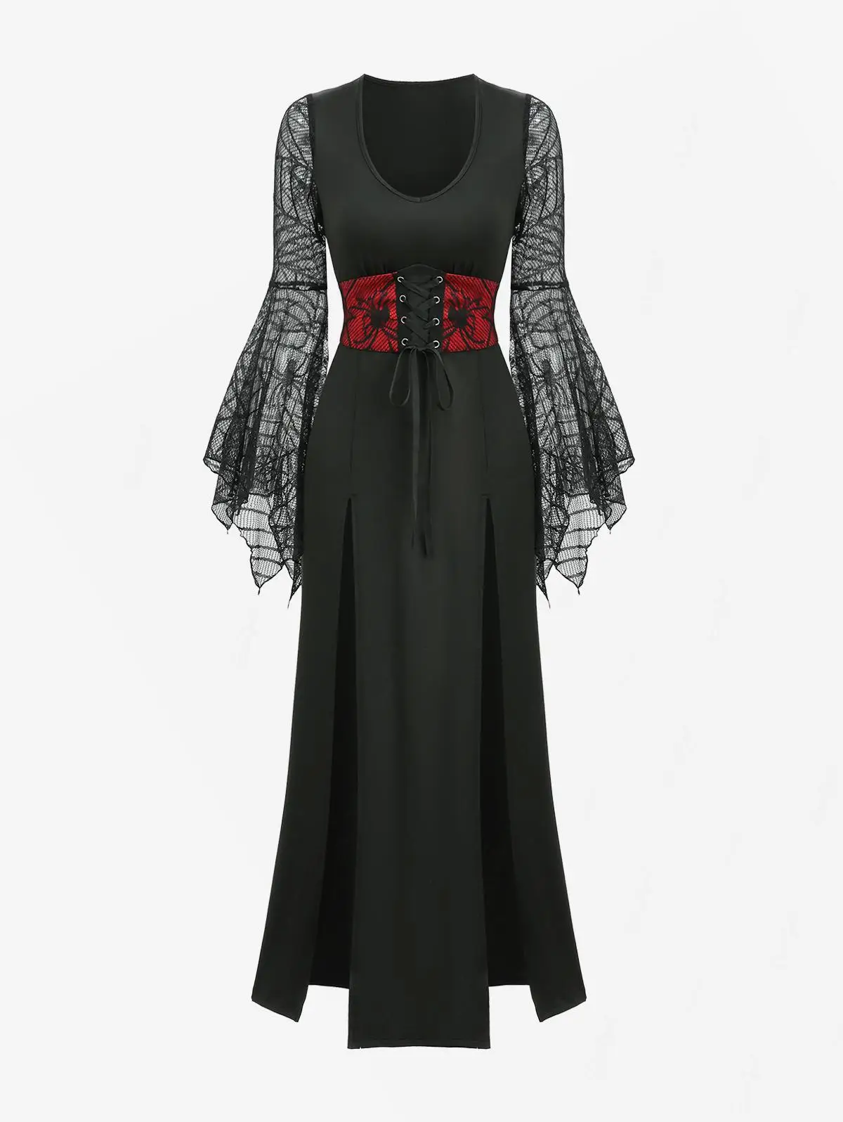 ROSEGAL Gothic Spider Web Midi Dress With Flare Sleeves Lace-Up M-Slit Design for Women Dark Romantic Fashion Dresses Vestidos - AliExpress 200000345 ROSEGAL Gothic Spider Web Midi Dress With Flare Sleeves Lace-Up M-Slit Design for Women Dark Romantic Fashion Dresses Vestidos - AliExpress 200000345