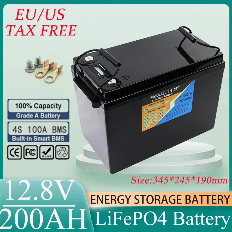 New 12V50Ah 100Ah 120Ah 200Ah 280Ah 300Ah 320Ah LiFePo4 Battery Pack Lithium Iron Phosphate Batteries Built-in BMS Tax Free