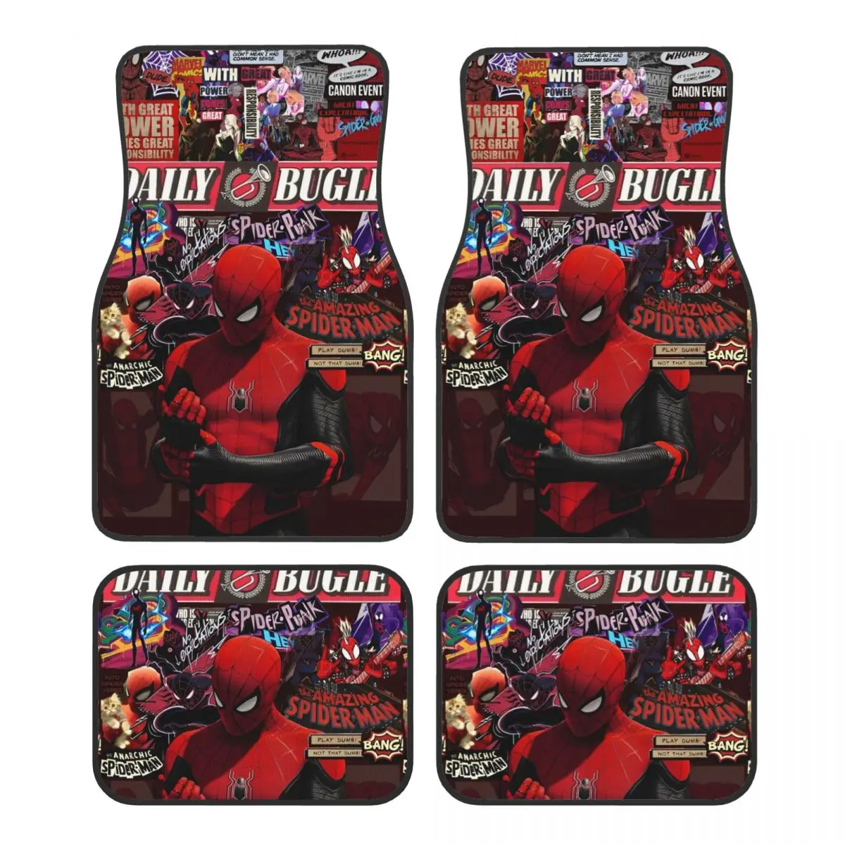 

Универсальные автомобильные коврики «Человек-паук», «Человек-паук», прочный автомобильный коврик, набор из 4 шт., с противоскользящей подложкой, подходит для внедорожников, грузовиков