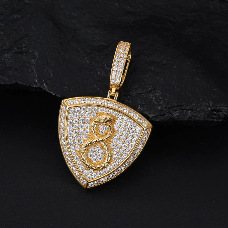 TUHE Unisex High Quality Shield Pendant VVS1 Moissanite Iced Out Serpent Pendant For Men Hip Hop Jewelry Gift