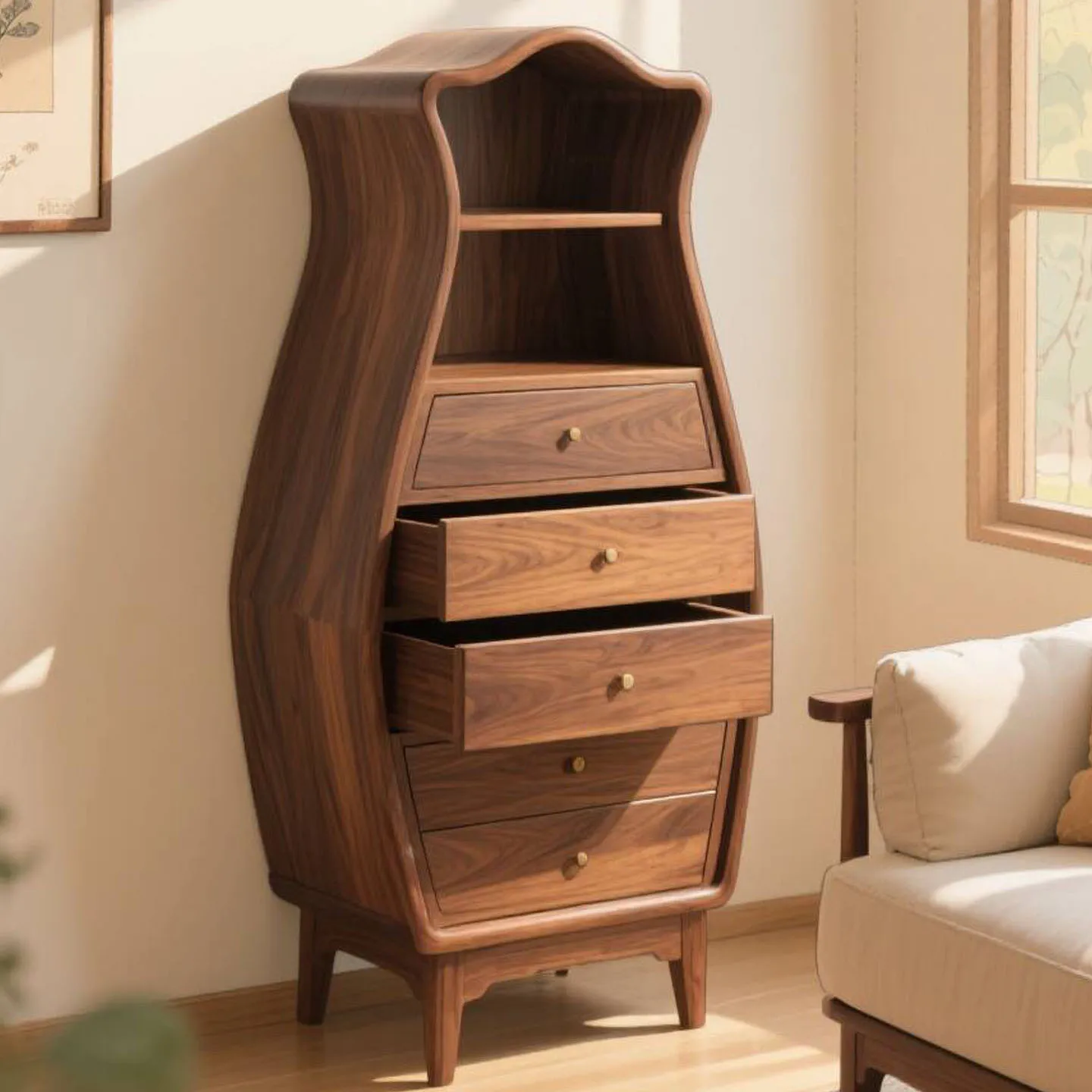 خزانة صدر جديدة من خشب الجوز الأسود في أمريكا الشمالية على الطراز الصيني، خزانة جانبية لتناول الطعام بتصميم بسيط، غرفة معيشة، غرفة نوم، صلبة #1