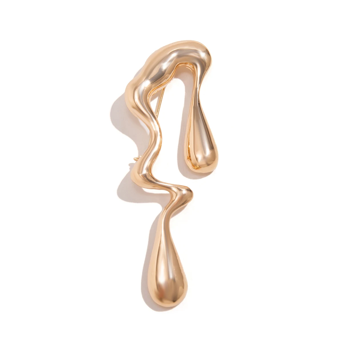 IngeSight.Z Punk Asymmetric Metal Water Drop Brooch Vintage Aesthetic Gold Color Brooch Women\'s Wedding Bridal Jewelry