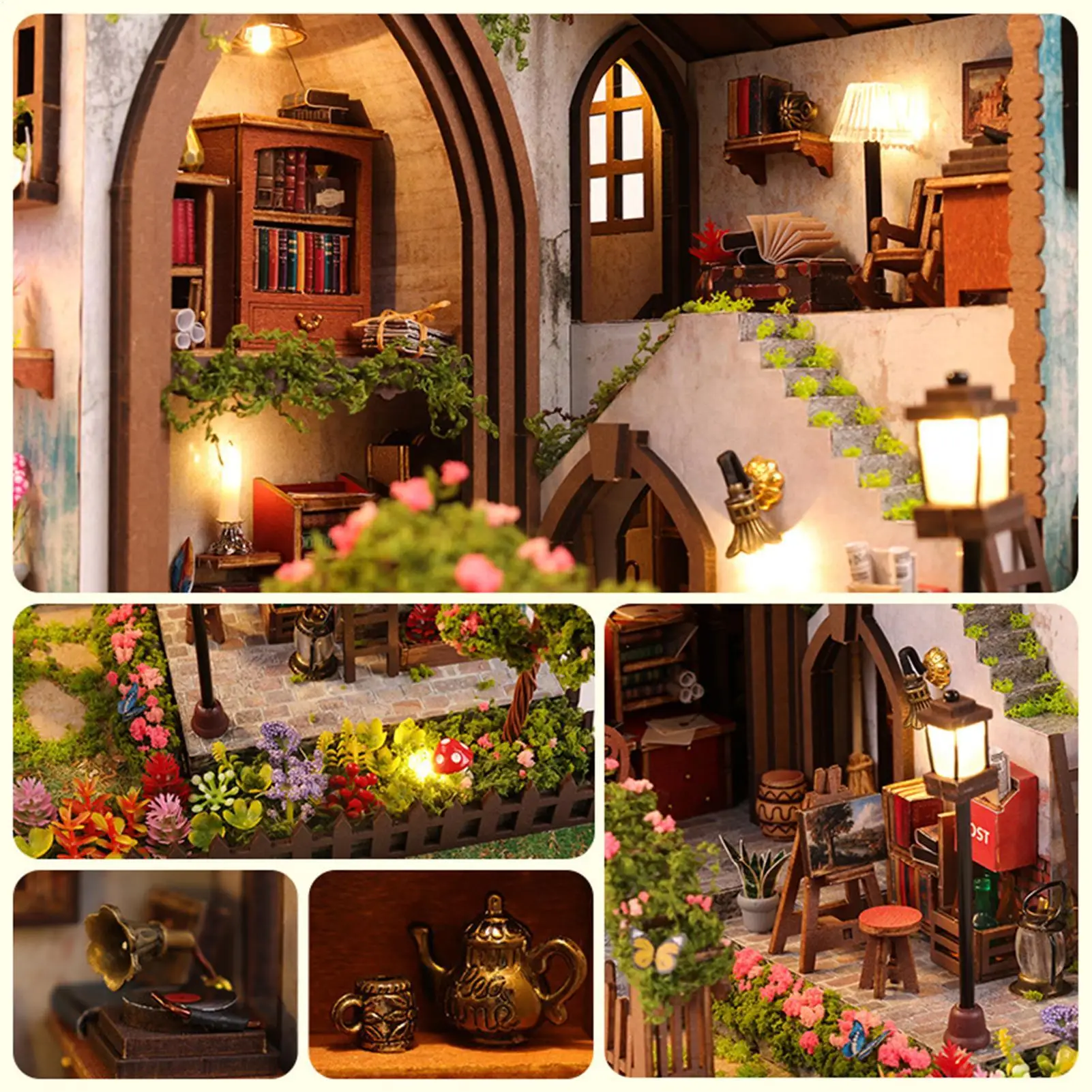 DIY Miniature House Warm Light Realistic Creative Fun Wooden Building Model Room House Puzzle For Bedroom Office Lounge Studio