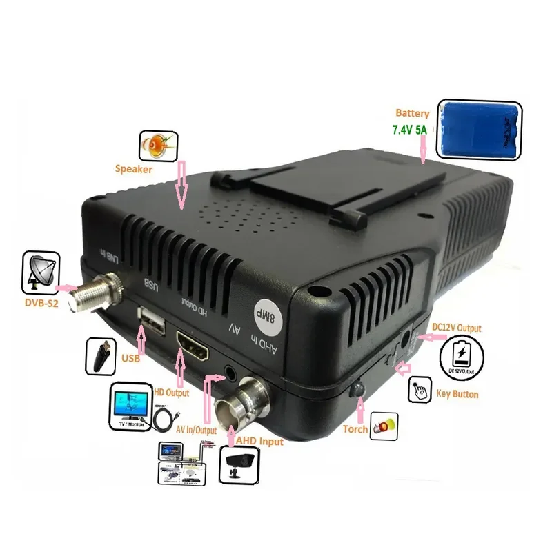 for KPT-255HD+ Satellite Finder DVB-S S2 With CCTV Tester 8MP