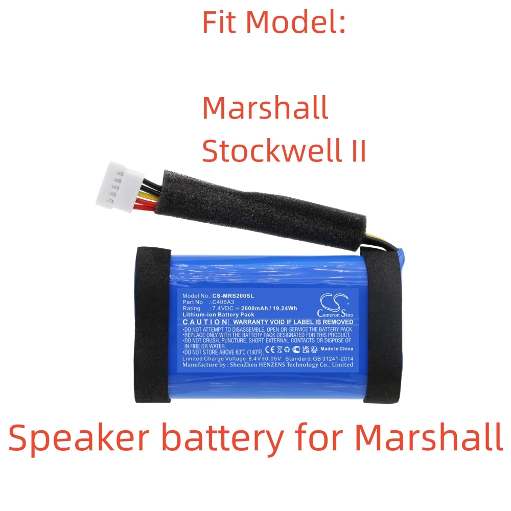 Li-ion Speaker battery for Marshall,7.4v,2600mAh,Stockwell II