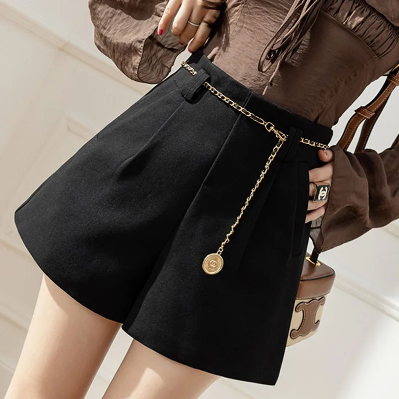 Shorts Women 2022 New Short Pants Women Pantalón Corto Mujer Women\'s High Waisted Shorts Black Khaki Color Solid Pockets Zipper