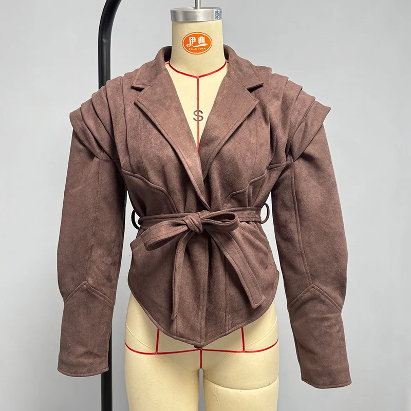 Tornova Streetwear Fashion Trobe Jacket Women's Long Sleeve Slim Lace Up Short Coat Casual Club Party Female Jacket Autumn New