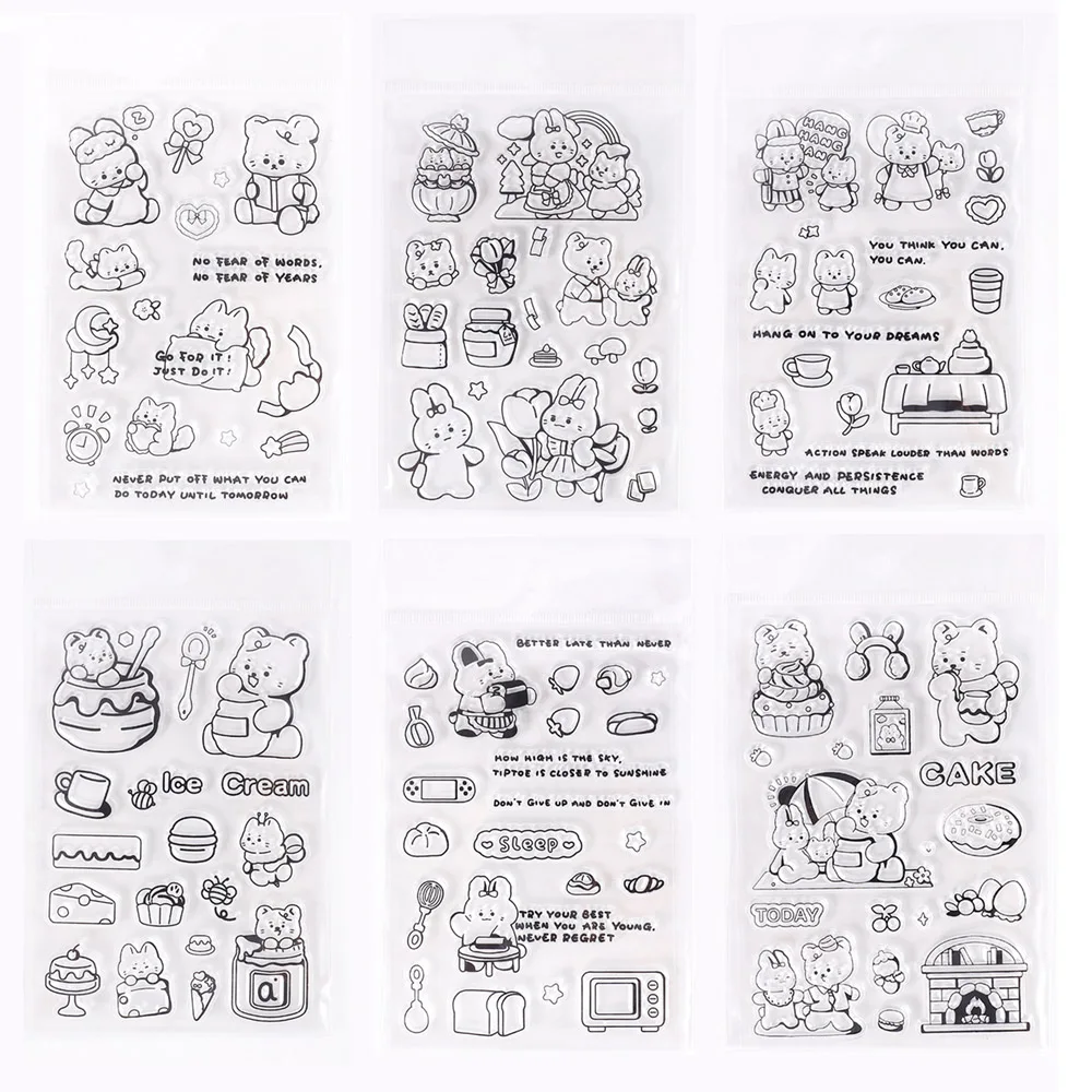 

2025 Cute Animals Rubber Stamp Fairy Plants Clear Stamps for DIY Craft Making Card Scrapbooking Photo Album Decoration Sheets