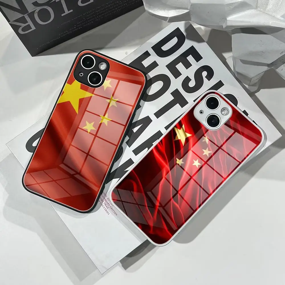 

Flag of China Phone Case Tempered Glass For IPhone 16 15 Pro Max 14 13 12 Mini Plus Samsung S24 S23 Ultra phone case